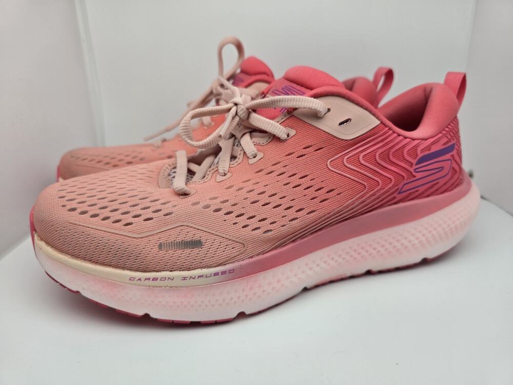 SKECHERS Arch Fit Go Run Ride 11 Size 9 Pink Lace-Up Low Top Women's Sneakers